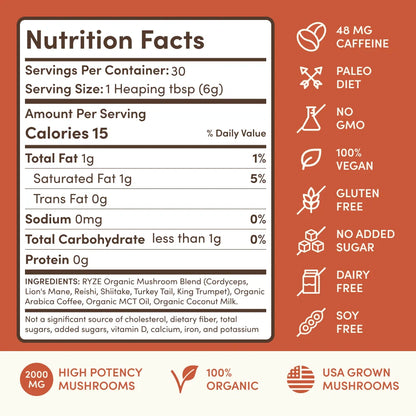 RYZE Mushroom Coffee 30 Servings